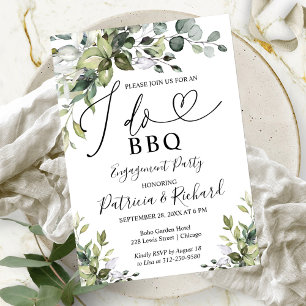 Green I DO BBQ Engagement Party Invitation