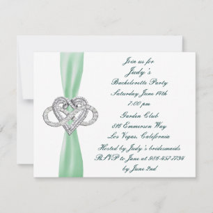 Green Infinity Heart Bachelorette Party Invitation