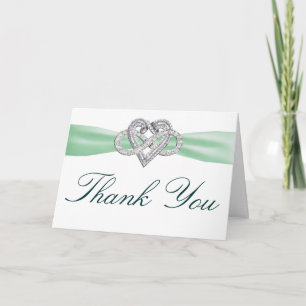 Green Infinity Heart Carte de remerciements