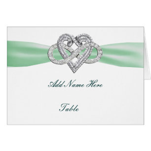 Green Infinity Heart Mariage Table Carte Place