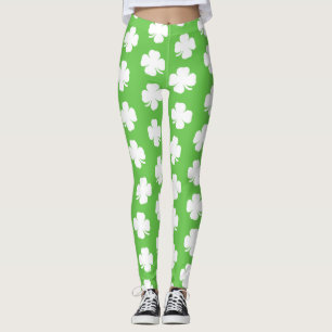 Green Irish Shamrock Happy St Patrick B Leggings