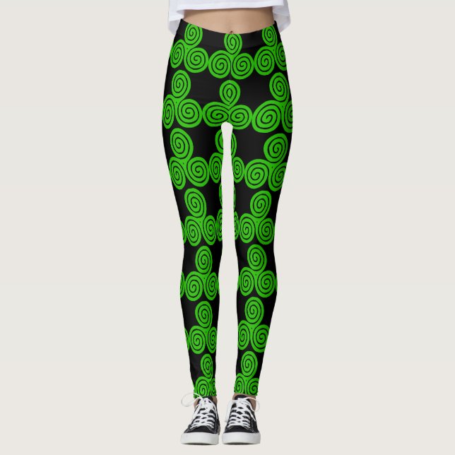 Green Irish Triskel Happy St Patrick B Leggings (Devant)