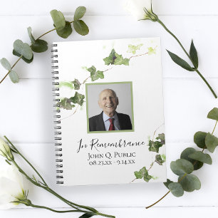 Green Ivy Watercolor Funeral Memorial Livre d'or