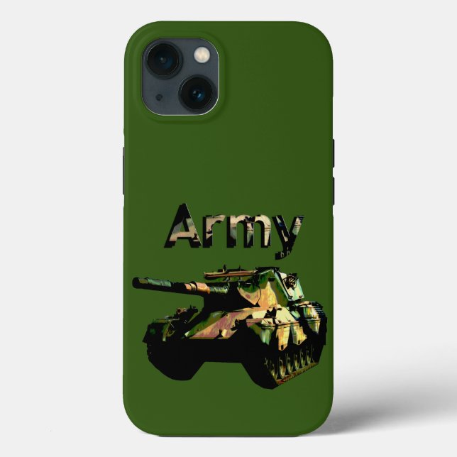Green Khaki Army Tank, iPhone 13 Coque (Verso)