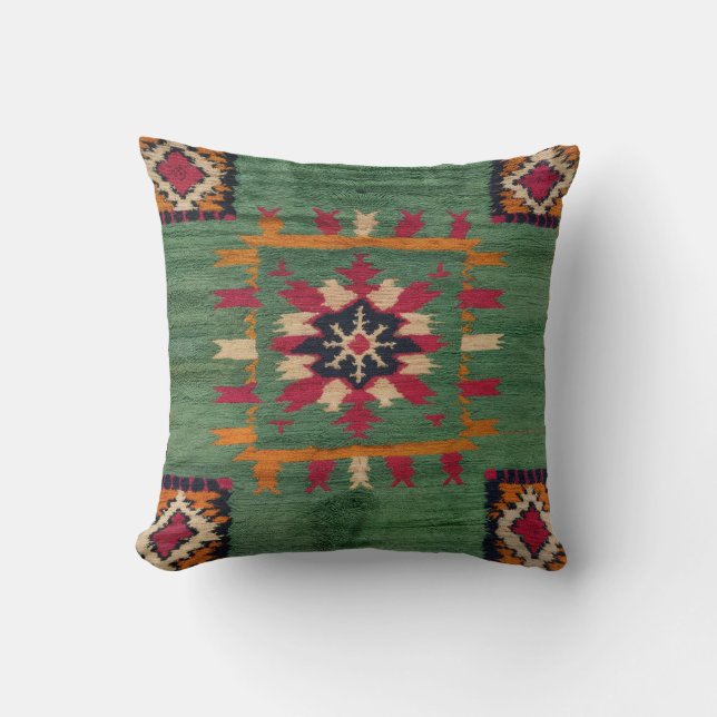Green Kilim Coussin USA : Un accent culturel pour (Recto)