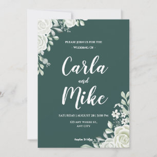 Green Leaf Floral QR Codes Invitations de mariage