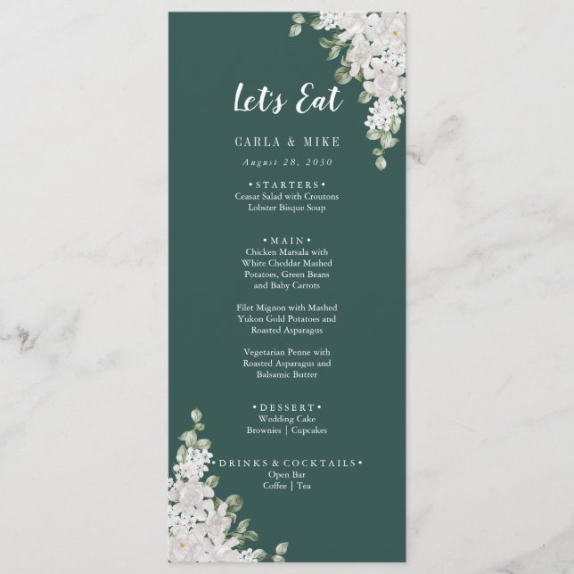 Green Leaf Floral Remerciements et Menu de Mariage (Devant)