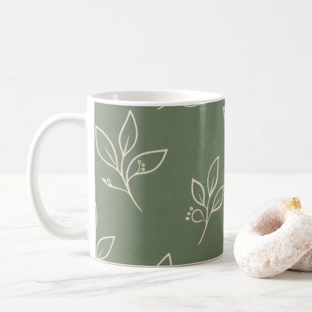Green Leaf Mug | Coffee Mug (Avec donut)
