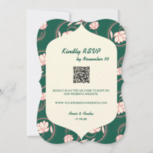 Green Lotus Lanterns Carte RSVP de mariage indien