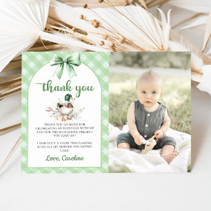 Green Lucky Duck Boy Birthday Photo Carte de remer