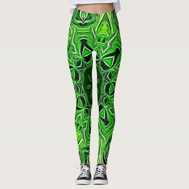 Green Mandala Motif Leggings (Devant)