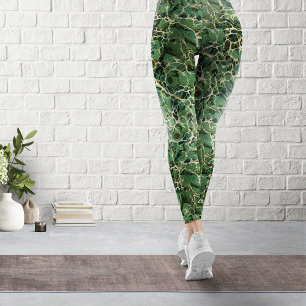 Green Marbled Paper Vintage Leggings