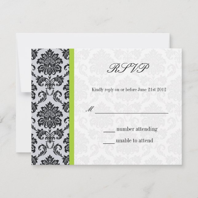 Green Mariage damassé RSVP (Devant)