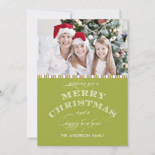 GREEN MERRY CHRISTMAS CARTE PHOTO