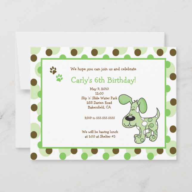 GREEN MOD POPPY Boy ou Girl Birthday Invitations (Devant)
