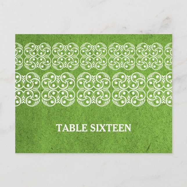 Green Modern Boheme Numéro de table Carte postale (Devant)