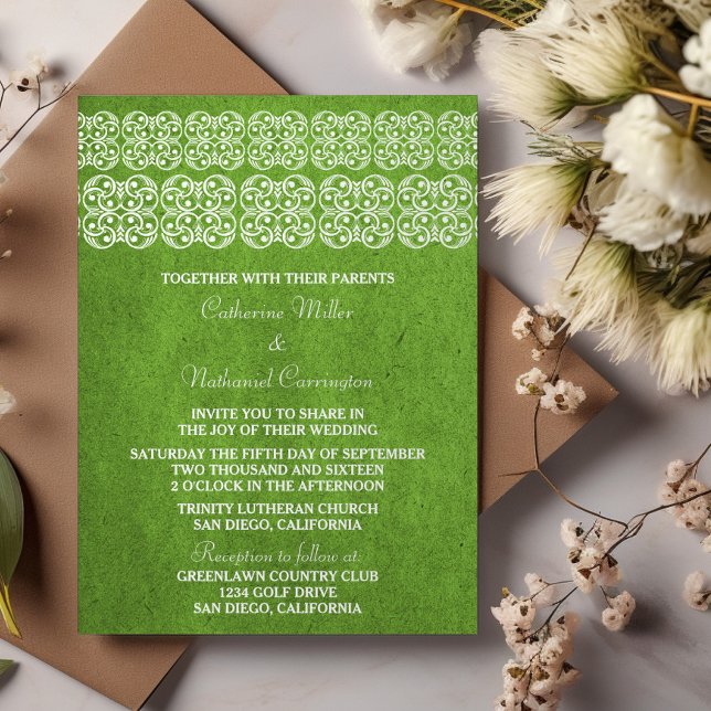 Green Modern Bohemian Wedding Invitation (Green Modern Bohemian Wedding Invite)