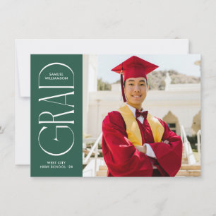 Green Modern Minimalist Graduation Faire-part