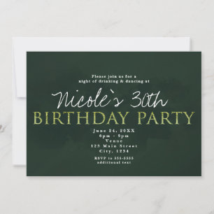 Green Modern Tout âge Anniversaire Fête Invitation