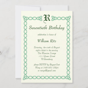 Green Monogramme Invitation d'anniversaire