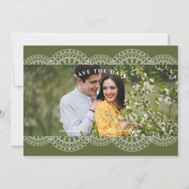 Green Nice Lace Effect Romantic Couple Photo  (Devant)
