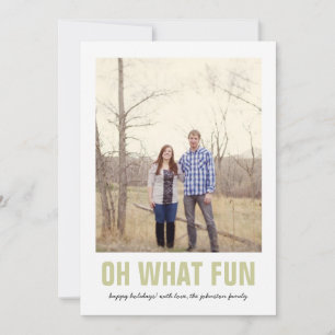 Green Oh What Fun Christmas Photo Flat Cartes