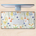 Green Orange Watercolor Wildflower<br><div class="desc">This boho wildflower pattern desk mat would look great on your desk. If you would like to personalize this product,  please get in touch with the designer.</div>