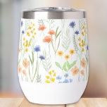 Green Orange Wildflower Watercolor<br><div class="desc">This boho wildflower pattern would look great on your wine tumbler. If you would like to personalize this product,  please contact the designer.</div>