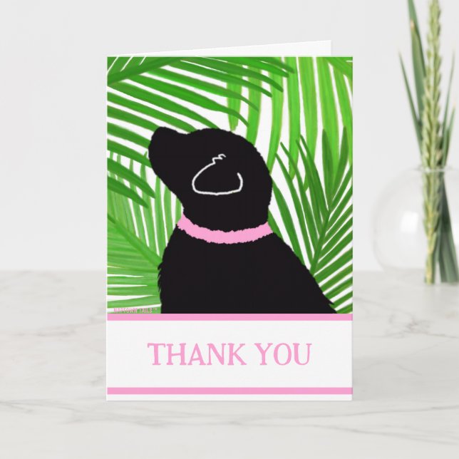 Green Palm Tree Island Black Dog Merci Cartes (Devant)
