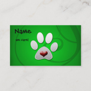 Green Paw Heart Cartes de visite