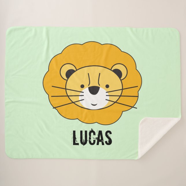 Green Personnalisé mignon lion couverture bébé (Devant (Horizontal))
