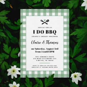 Green Picnic Plaid Cloth I Do BBQ Invitation