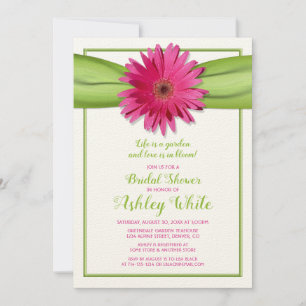 Green Pink Gerbera Daisy Invitation de douche nupt