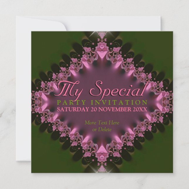 Green Pink Lace Special Event Party Invitation (Devant)