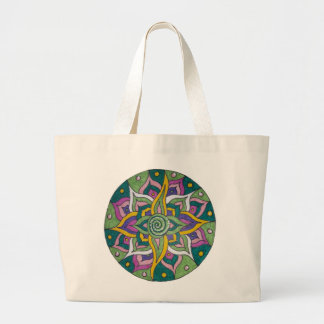 Green/Pink Lotus Mandala Tote Bag