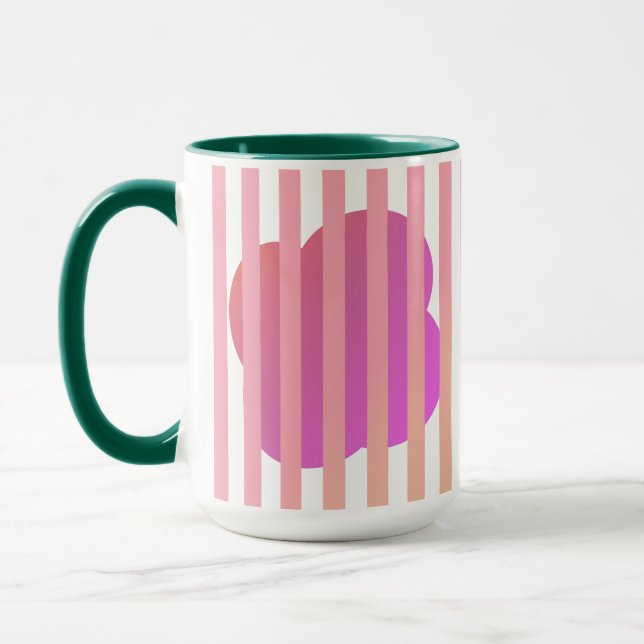Green & Pink Stripe Simple Gift– Two-Tone Mug (Gauche)