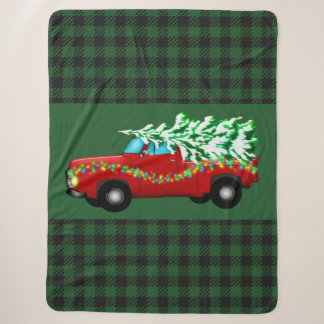 Green Plaid Christmas Sherpa Blanket
