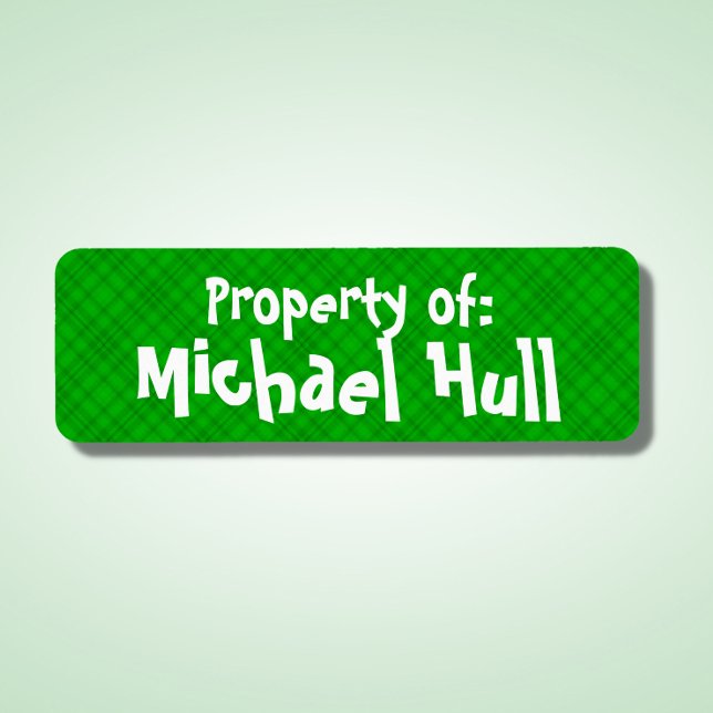 Green Plaid "Propriété de :" Étiquette (Créateur téléchargé)