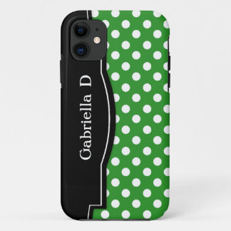 Green Polka Dot Black Frame iPhone 5 coque