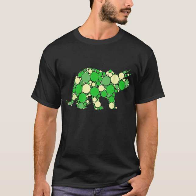 Green Polka Dot T Rex Dinosaur tshirt Internationa (Devant)