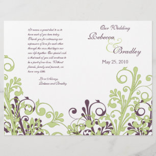 Green & Purple Abstrait Floral Wedding Program