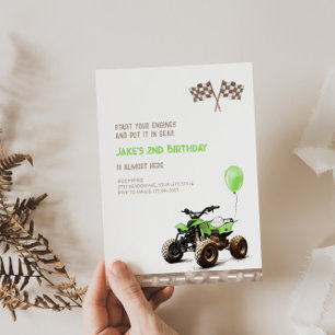 Green Quad Bike 2e Invitation anniversaire
