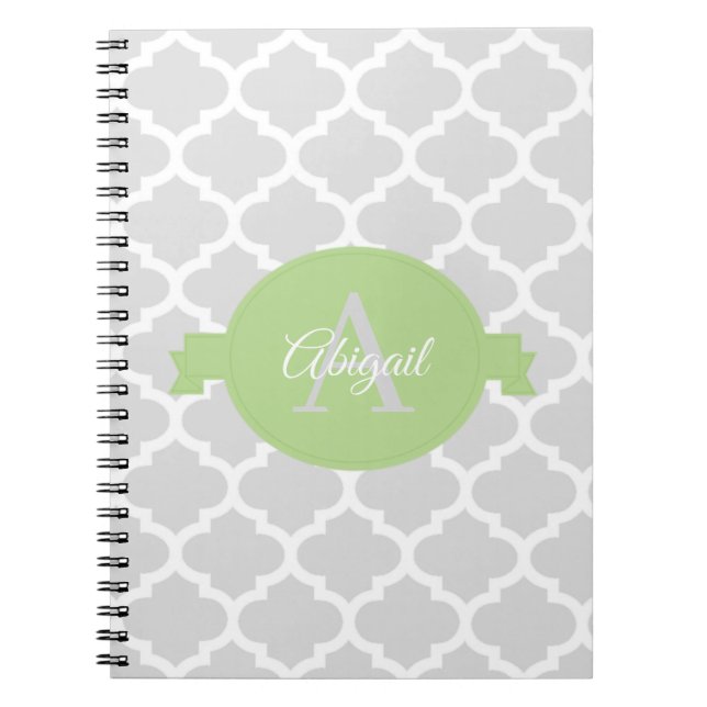 Green Quatrefoil Carnet personnalisé (Devant)