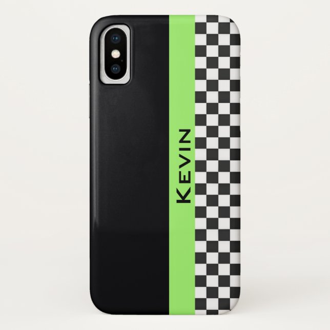 Green Racing Stripe Design iPhone X Coque (Dos)