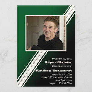 Green Racing Stripe Invitation à la fête d'anniver