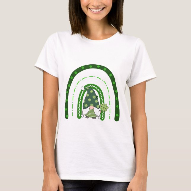 Green Rainbow Gnome St Patrick's Day T-Shirt (Devant)