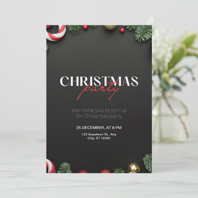 Green Red Christmas Invitation Noël (Debout devant)