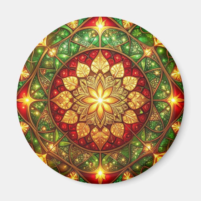 Green Red Decorative Christmas Holiday Magnet (Devant)