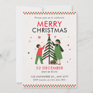 Green Red Simple Joyeux Noël Invitation