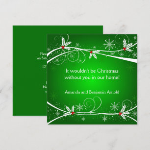 Green Red White Holly Invitation de vacances